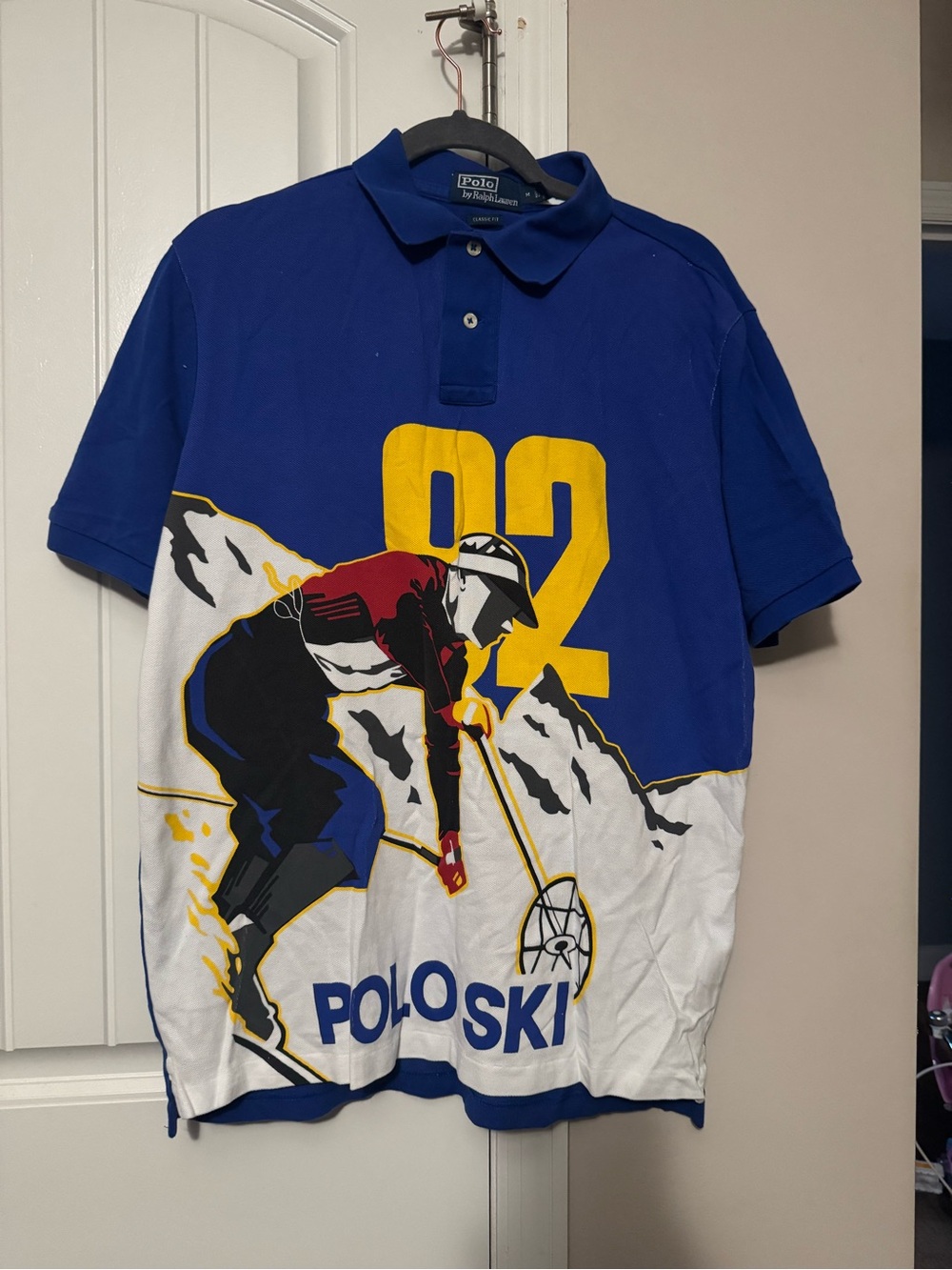 Polo Ski Graphic Polo Shirt in Royal Blue & White worn once